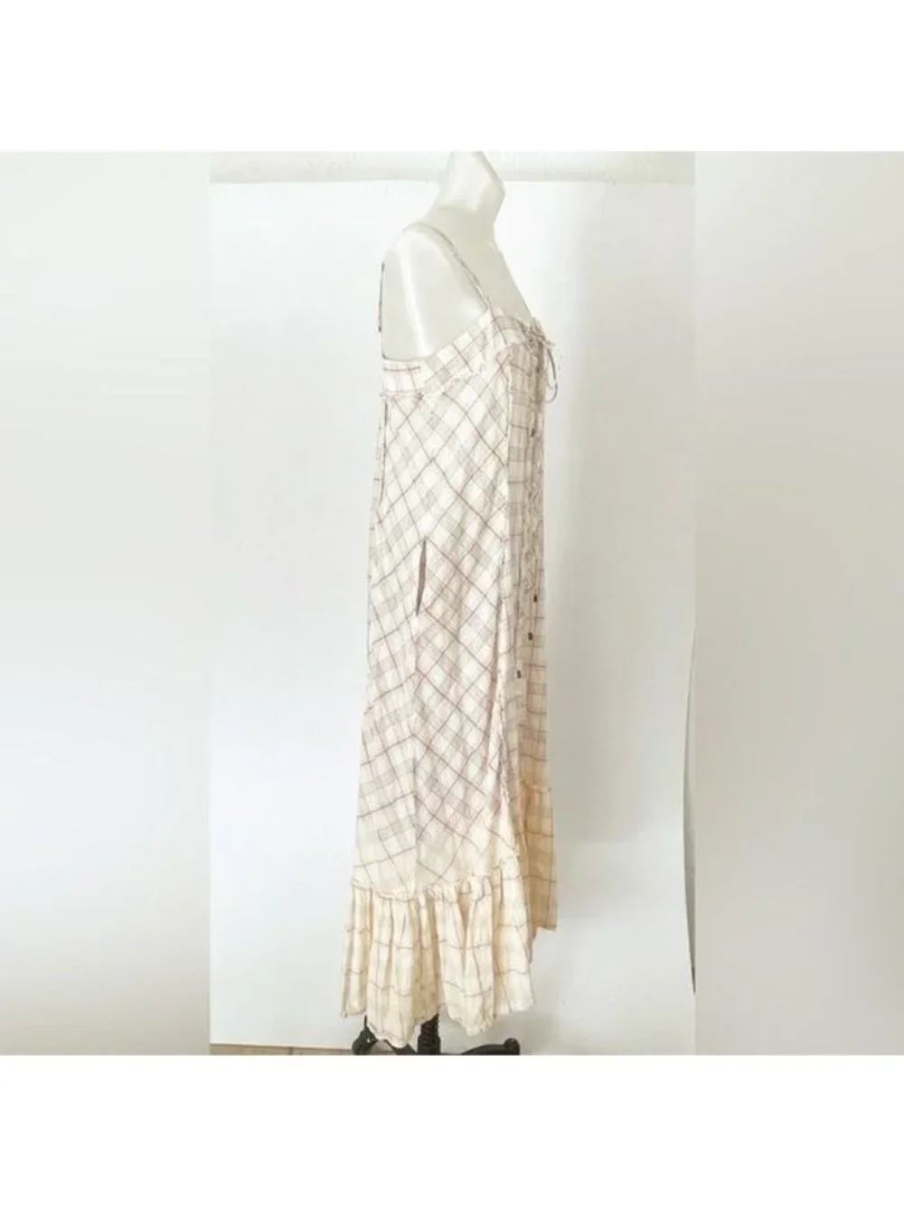 Free People Plaid City Maxi Dress Small New